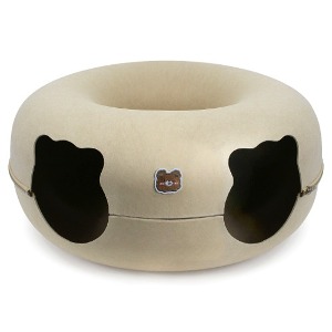 [펫츠몬]고양이용 도넛형 원 홀 펠트 터널 숨숨하우스(더블홀베이지L/60cm)