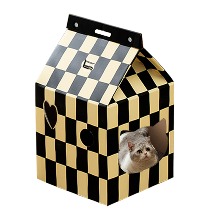 [로위드]고양이 체커보드 스크래쳐 밀크박스 숨숨집