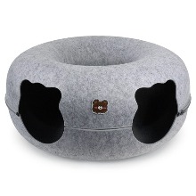 [펫츠몬]고양이용 도넛형 원 홀 펠트 터널 숨숨하우스(더블홀그레이L/60cm)